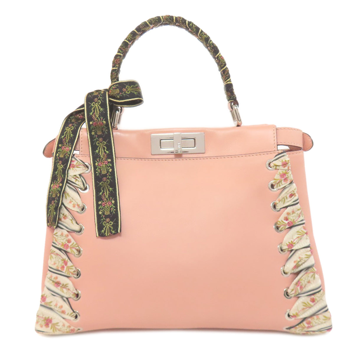 FENDI Handbag Calfskin pink Peekaboo ribbon stitch 2WAY Women Used