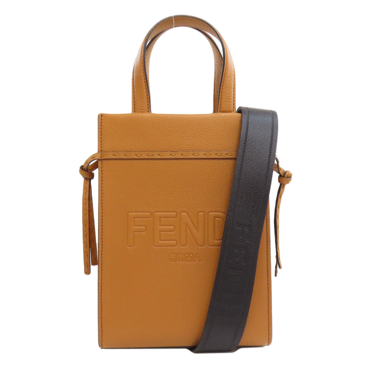 FENDI Handbag Calfskin Brown GoTo Shopper Small 2WAY Women Used