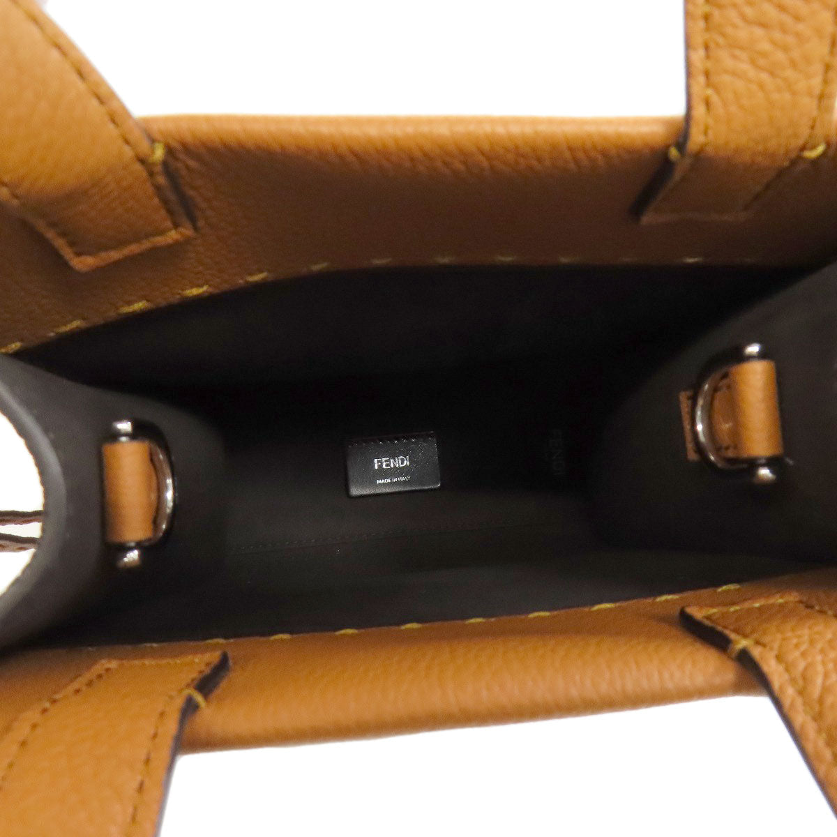 FENDI Handbag Calfskin Brown GoTo Shopper Small 2WAY Women Used