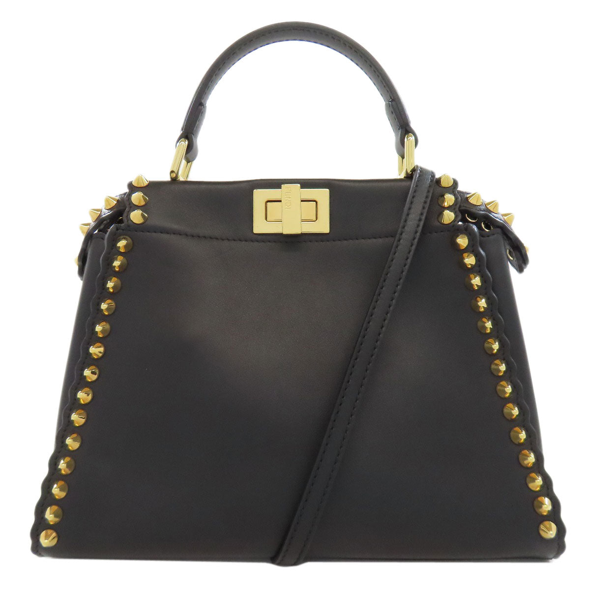 FENDI Handbag Calfskin black Mini Peekaboo Studs 2WAY Women Used