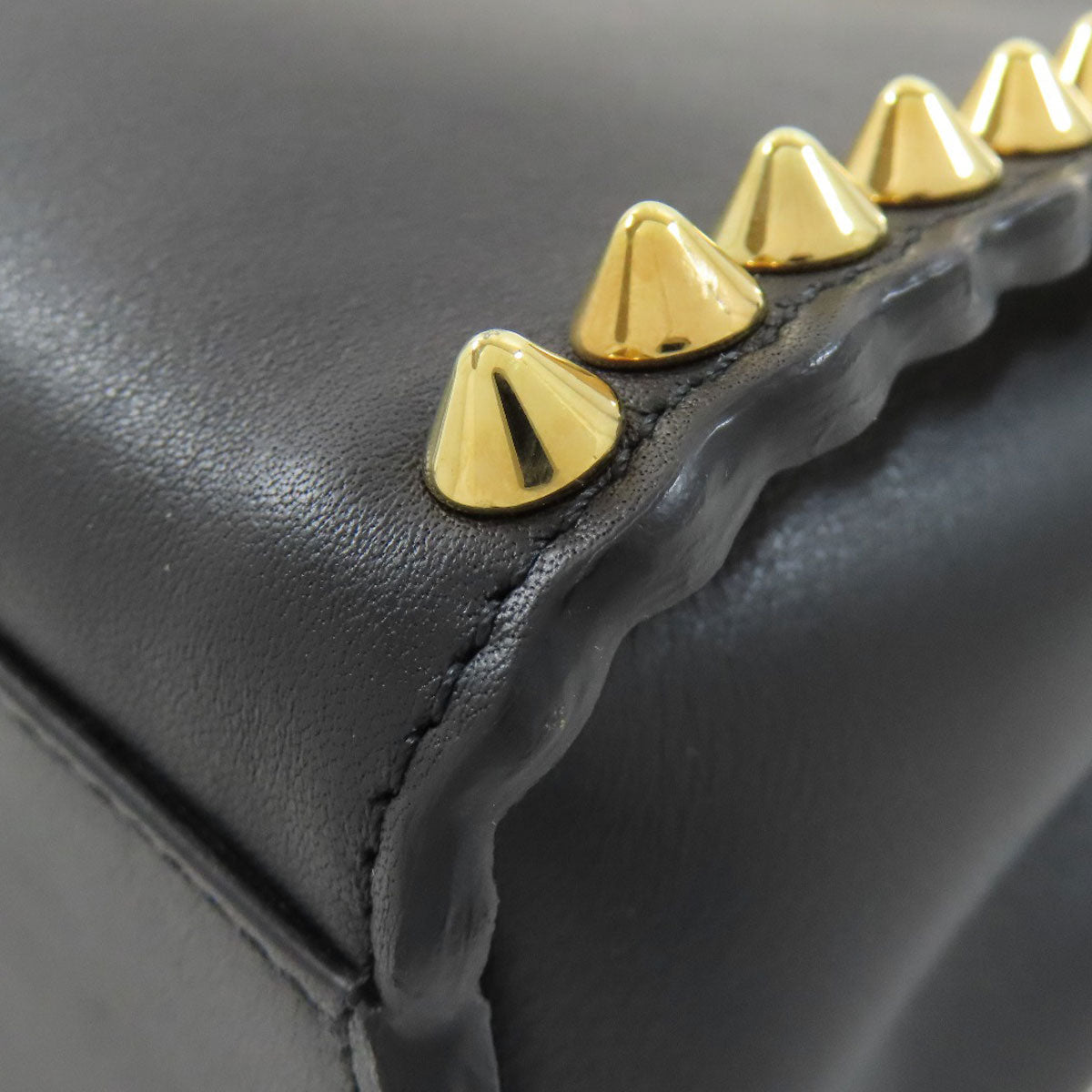 FENDI Handbag Calfskin black Mini Peekaboo Studs 2WAY Women Used