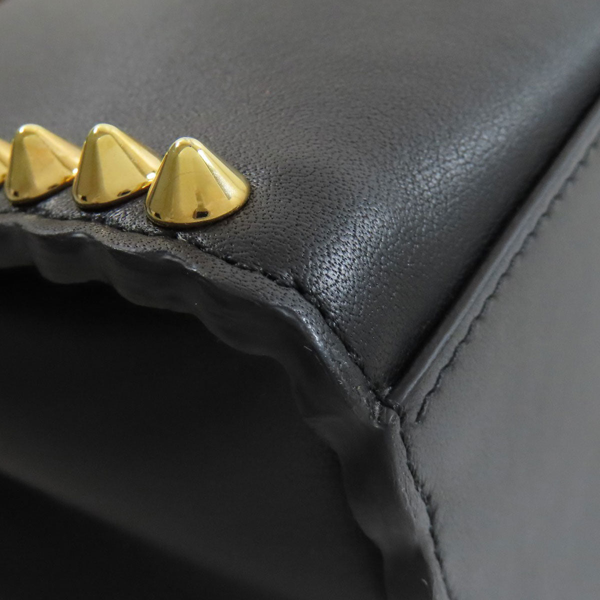 FENDI Handbag Calfskin black Mini Peekaboo Studs 2WAY Women Used