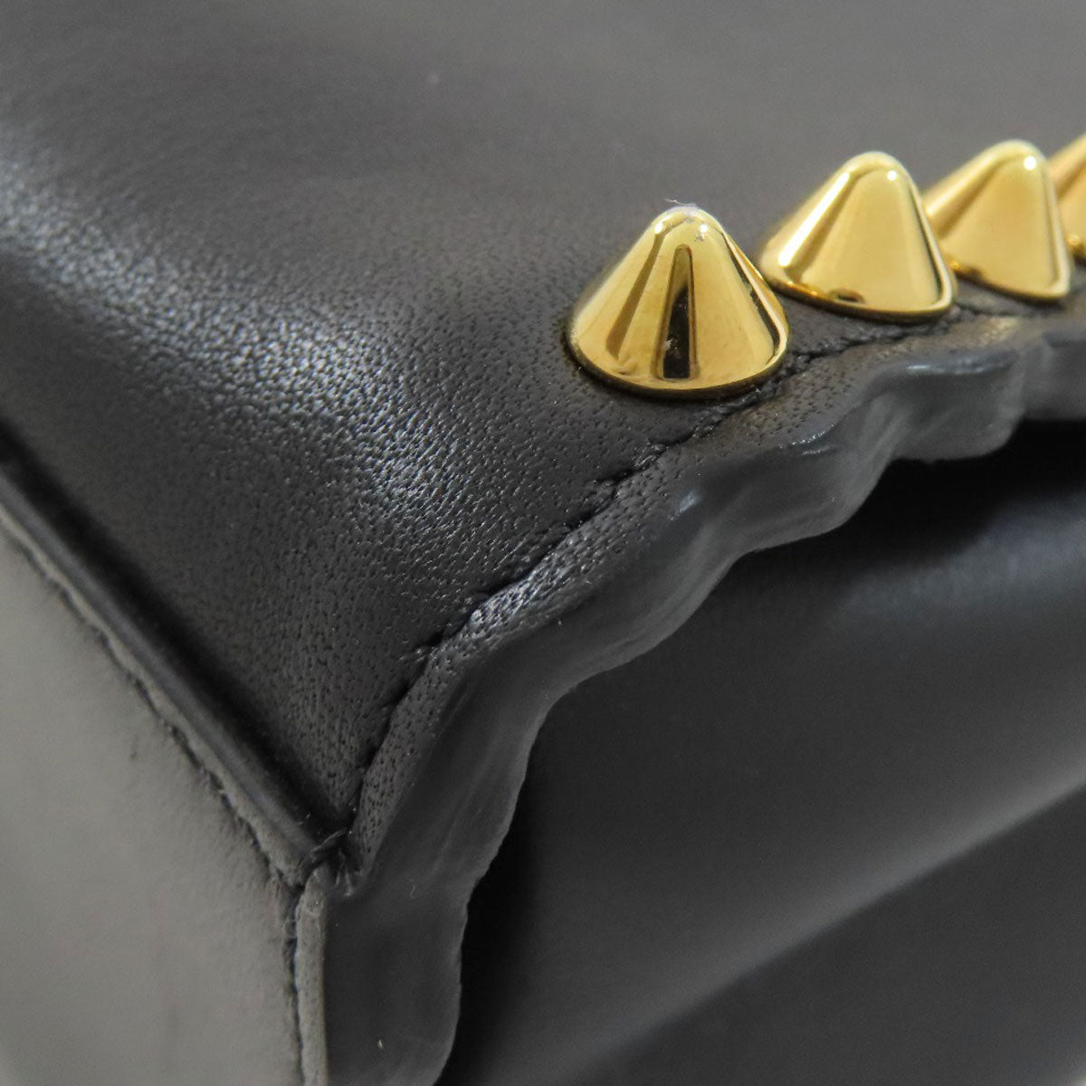 FENDI Handbag Calfskin black Mini Peekaboo Studs 2WAY Women Used