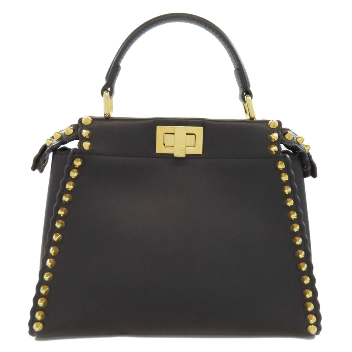 FENDI Handbag Calfskin black Mini Peekaboo Studs 2WAY Women Used
