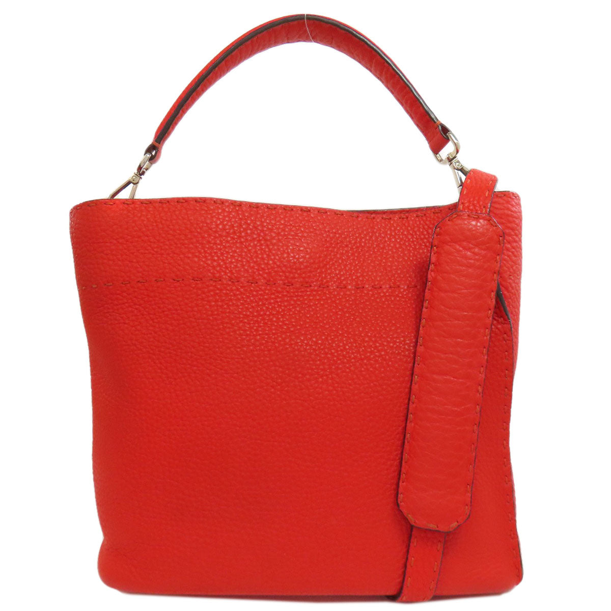 FENDI Handbag Calfskin Red Seleria 2WAY Women Used