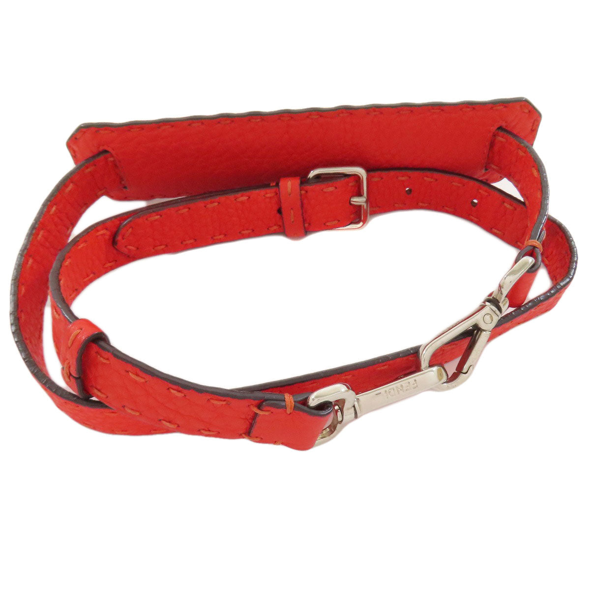 FENDI Handbag Calfskin Red Seleria 2WAY Women Used
