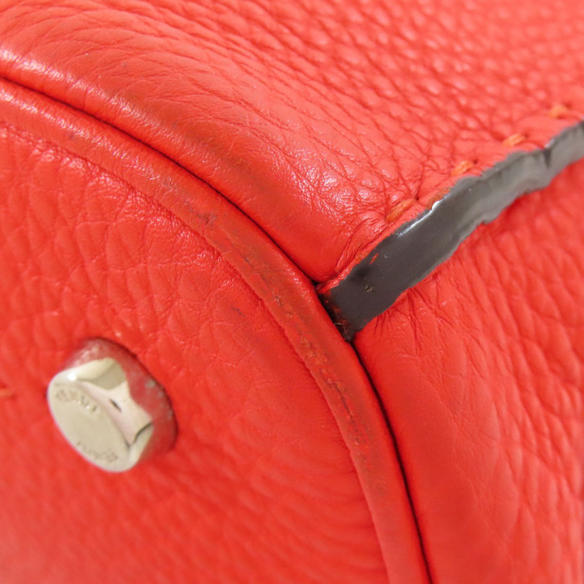 FENDI Handbag Calfskin Red Seleria 2WAY Women Used