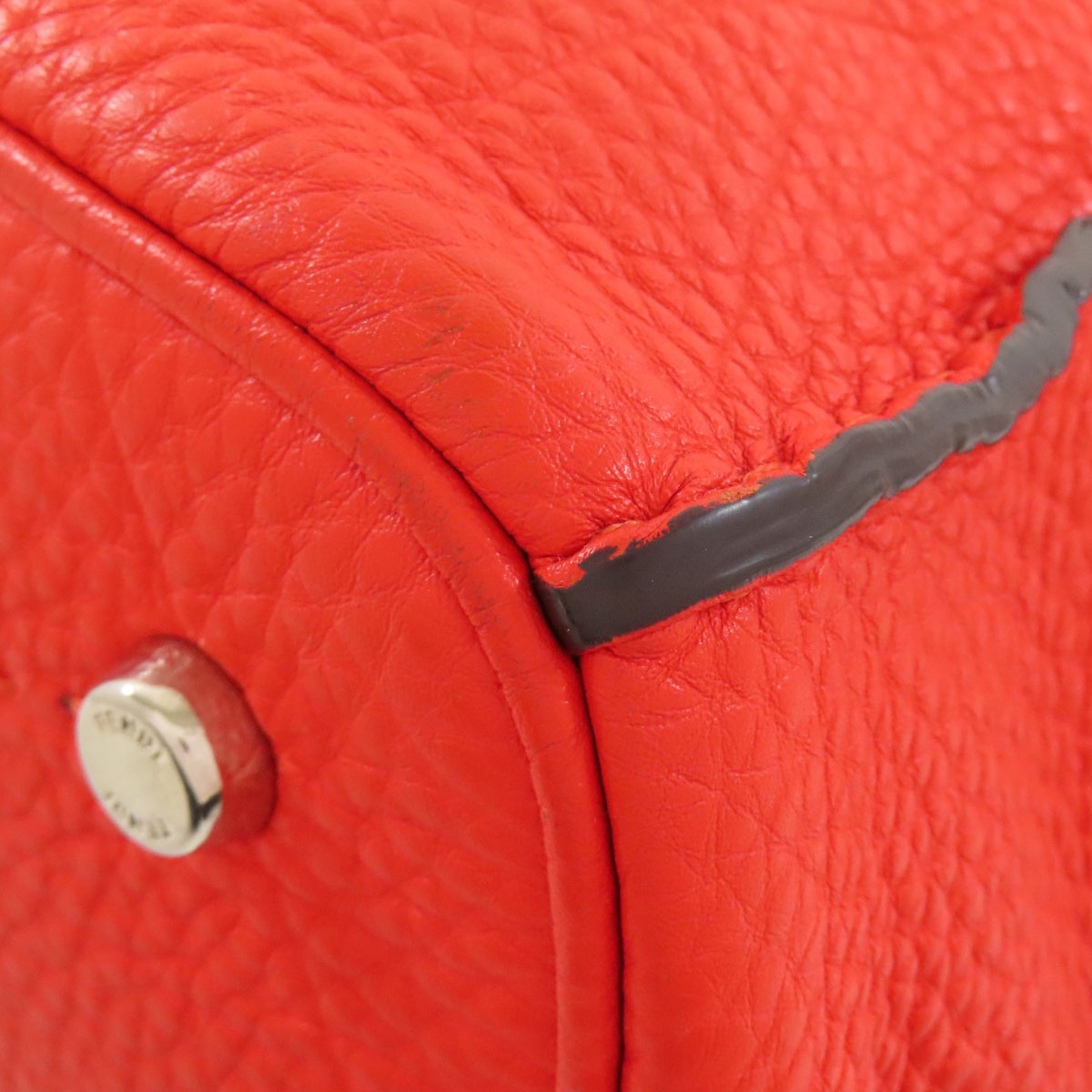FENDI Handbag Calfskin Red Seleria 2WAY Women Used