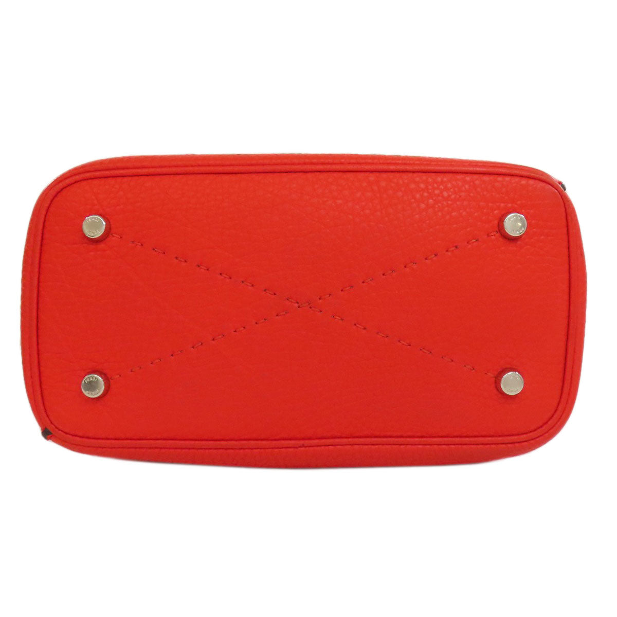 FENDI Handbag Calfskin Red Seleria 2WAY Women Used