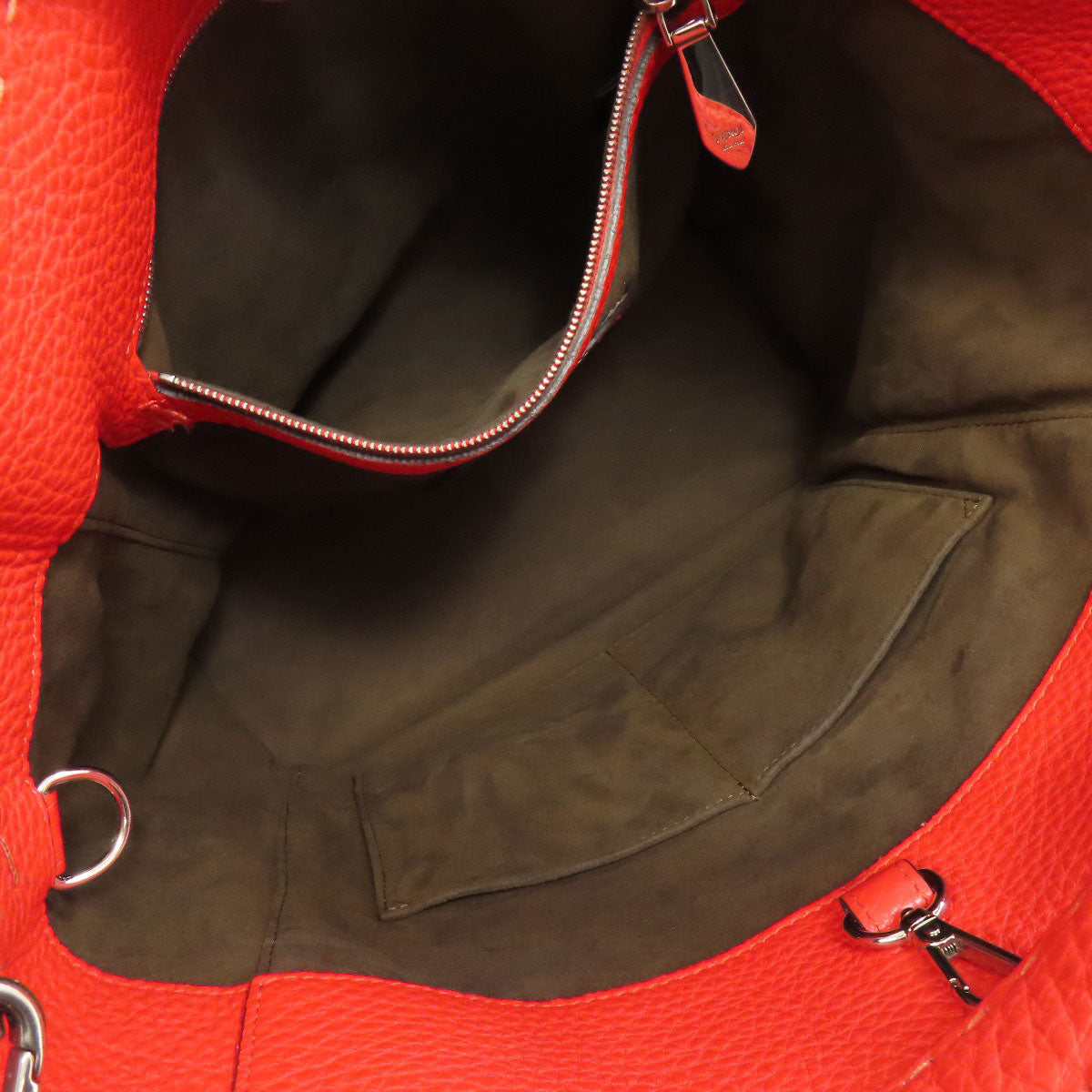 FENDI Handbag Calfskin Red Seleria 2WAY Women Used