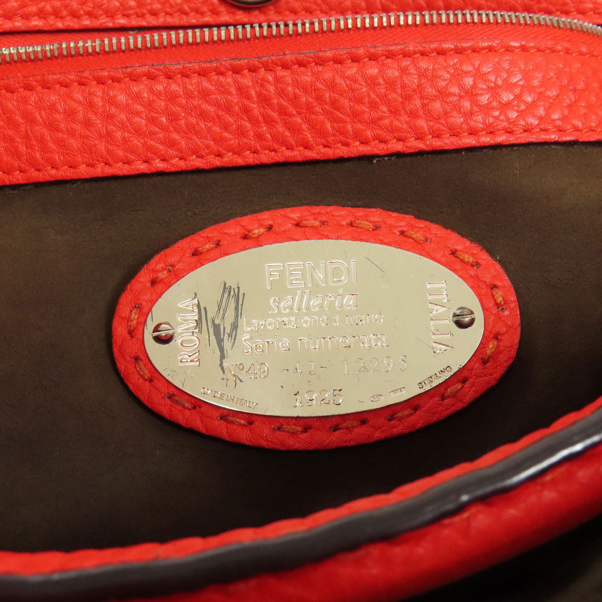FENDI Handbag Calfskin Red Seleria 2WAY Women Used