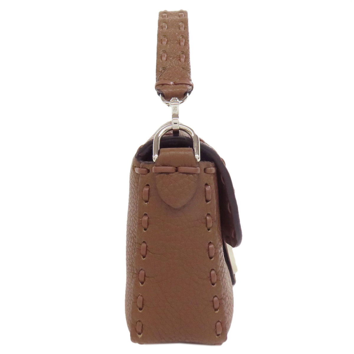 FENDI Handbag Calfskin Brown Baguette Mini Selleria 2WAY Women Used