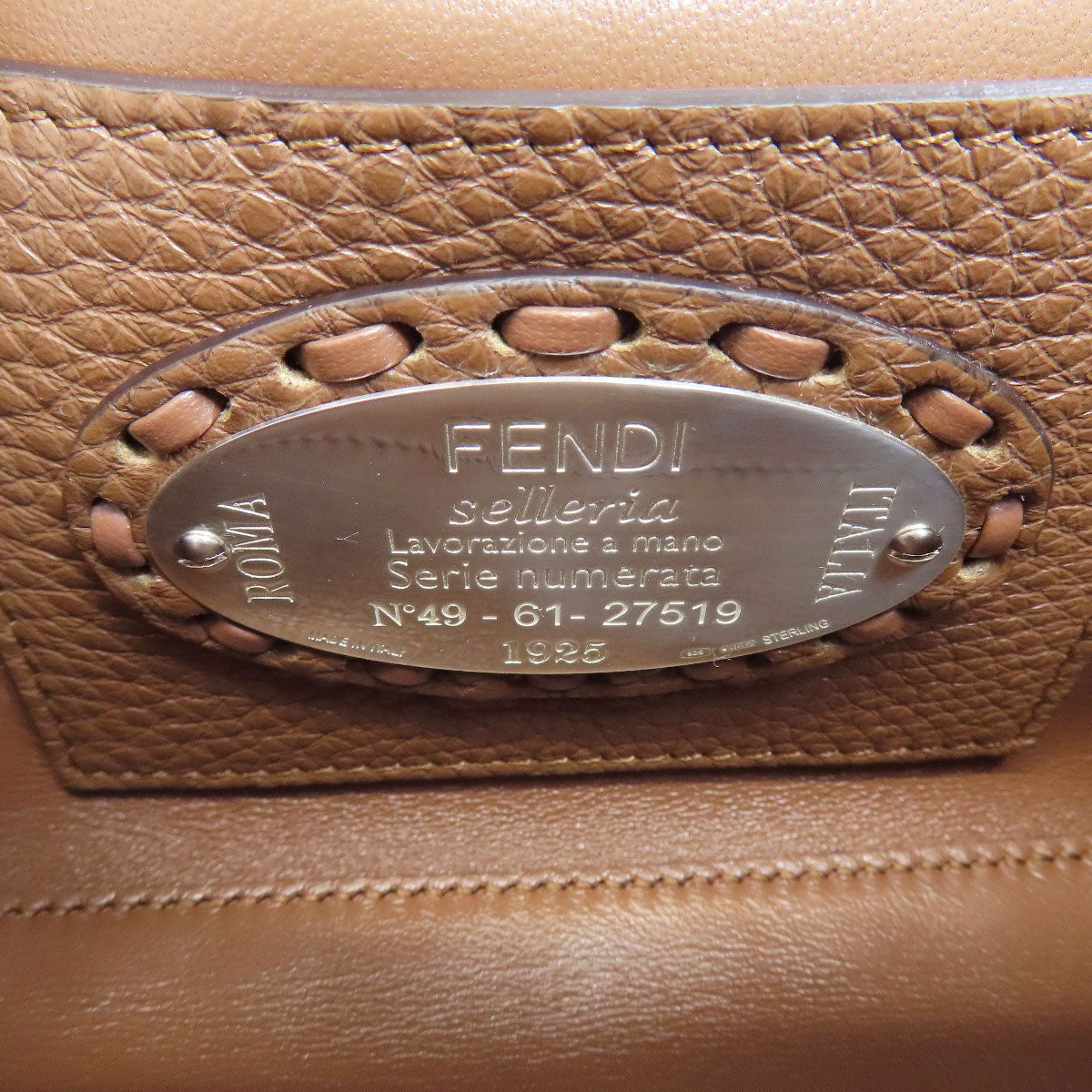 FENDI Handbag Calfskin Brown Baguette Mini Selleria 2WAY Women Used