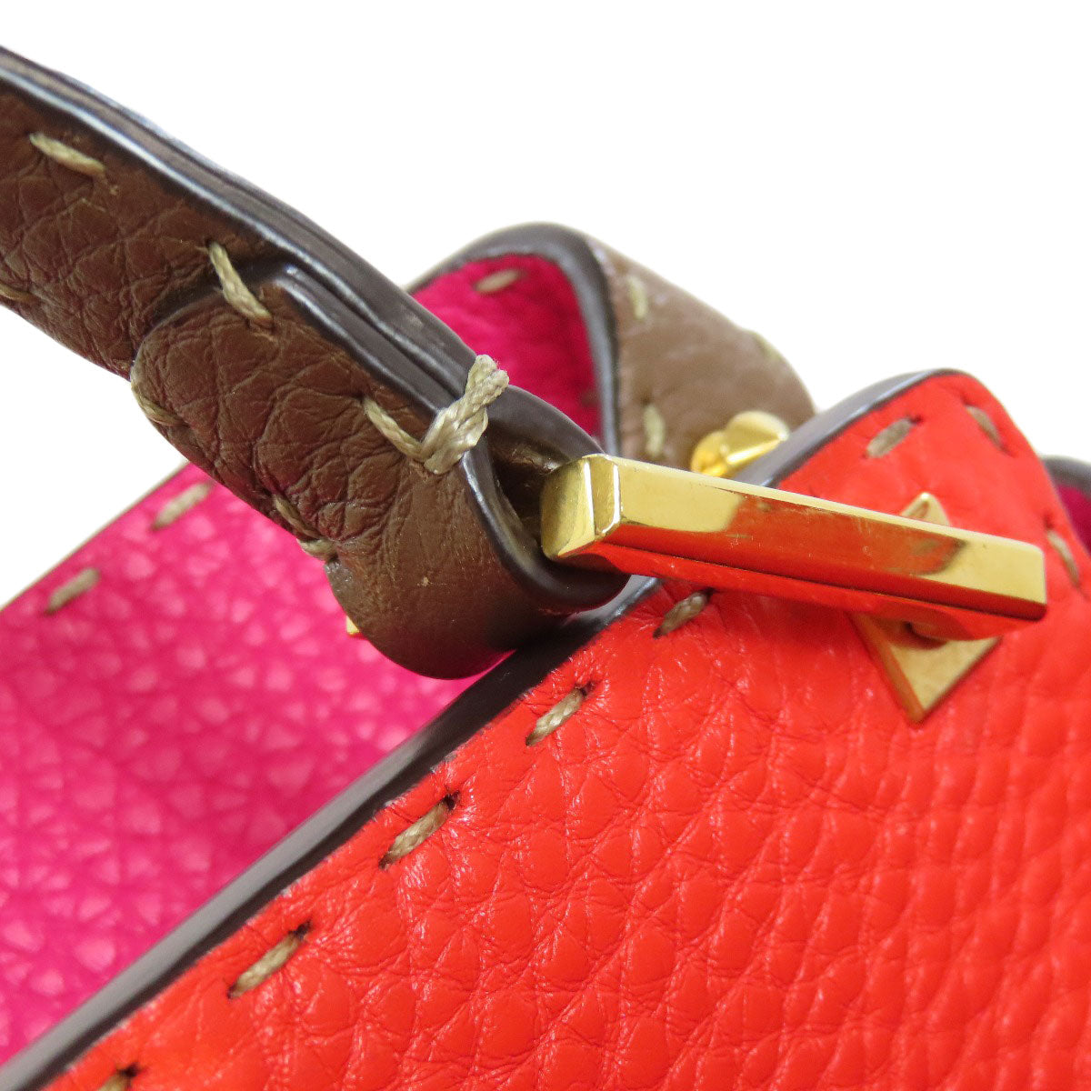 FENDI Handbag Calfskin Brown Peekaboo Essential 2WAY