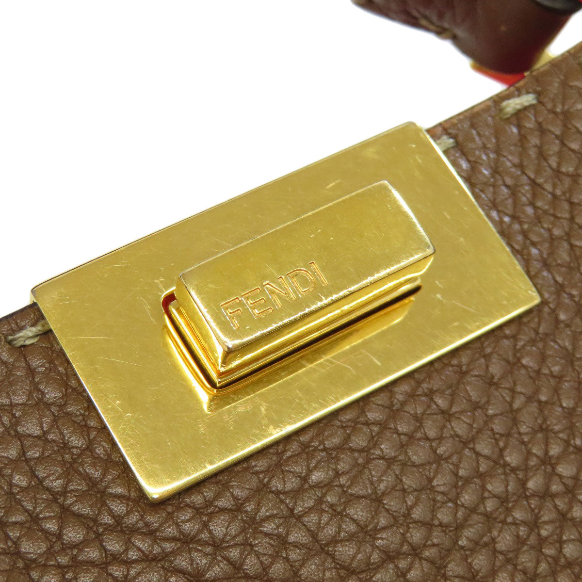 FENDI Handbag Calfskin Brown Peekaboo Essential 2WAY