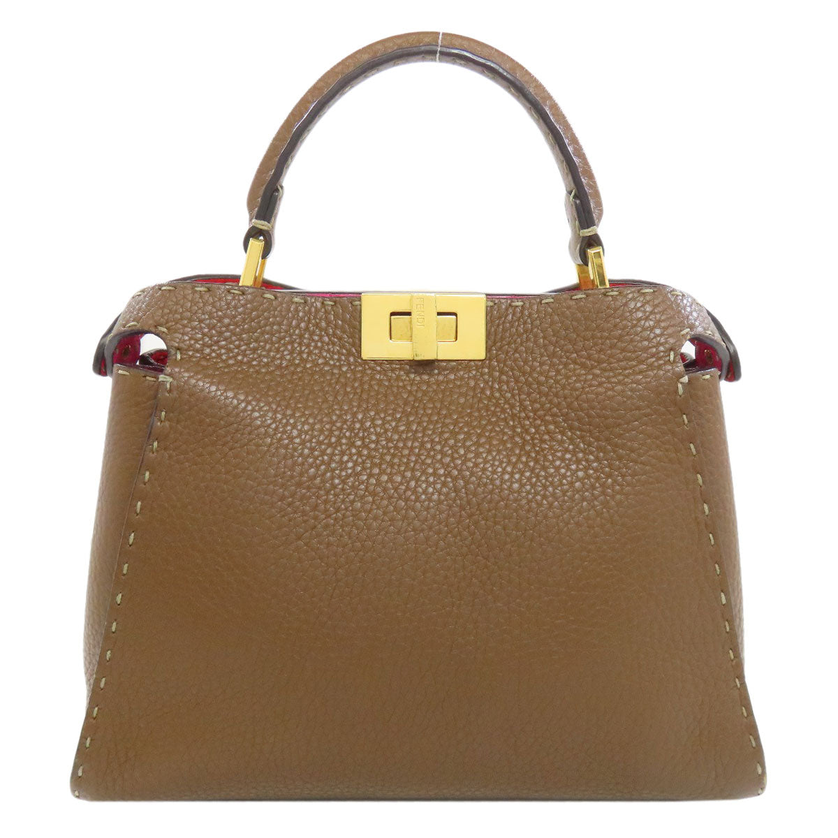FENDI Handbag Calfskin Brown Peekaboo Essential 2WAY