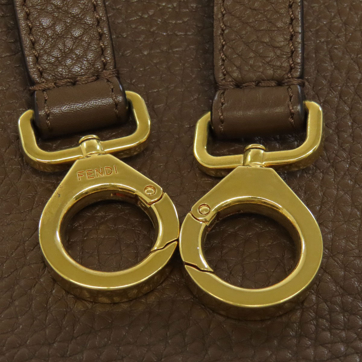 FENDI Handbag Calfskin Brown Peekaboo Essential 2WAY