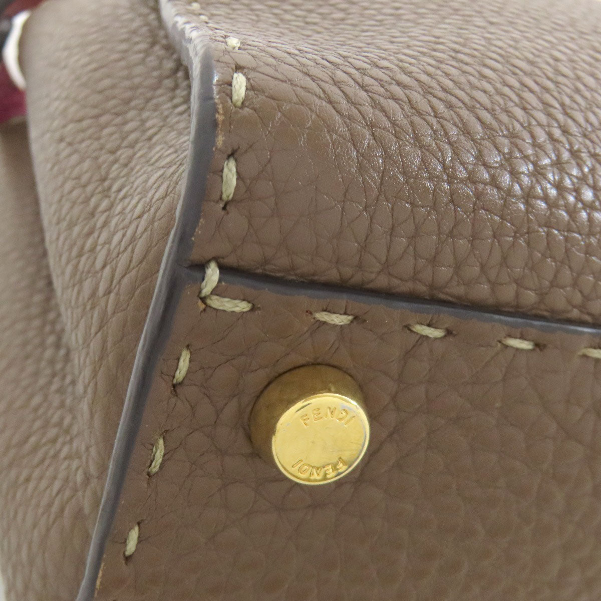 FENDI Handbag Calfskin Brown Peekaboo Essential 2WAY