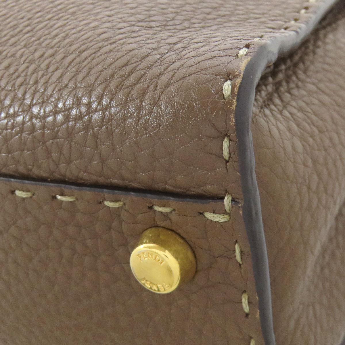 FENDI Handbag Calfskin Brown Peekaboo Essential 2WAY