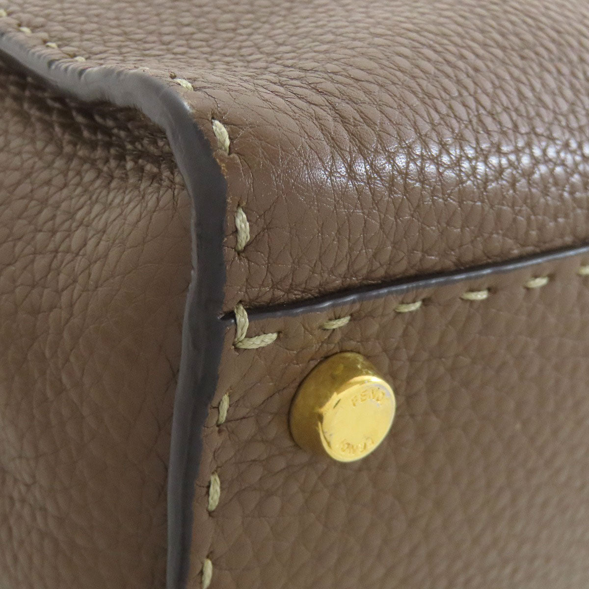 FENDI Handbag Calfskin Brown Peekaboo Essential 2WAY