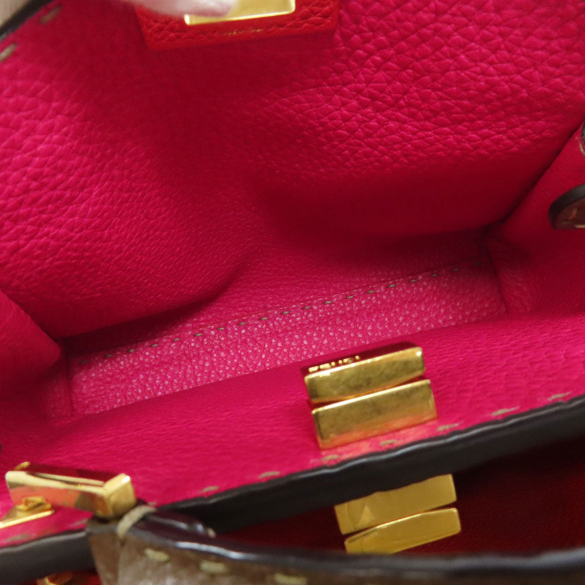 FENDI Handbag Calfskin Brown Peekaboo Essential 2WAY