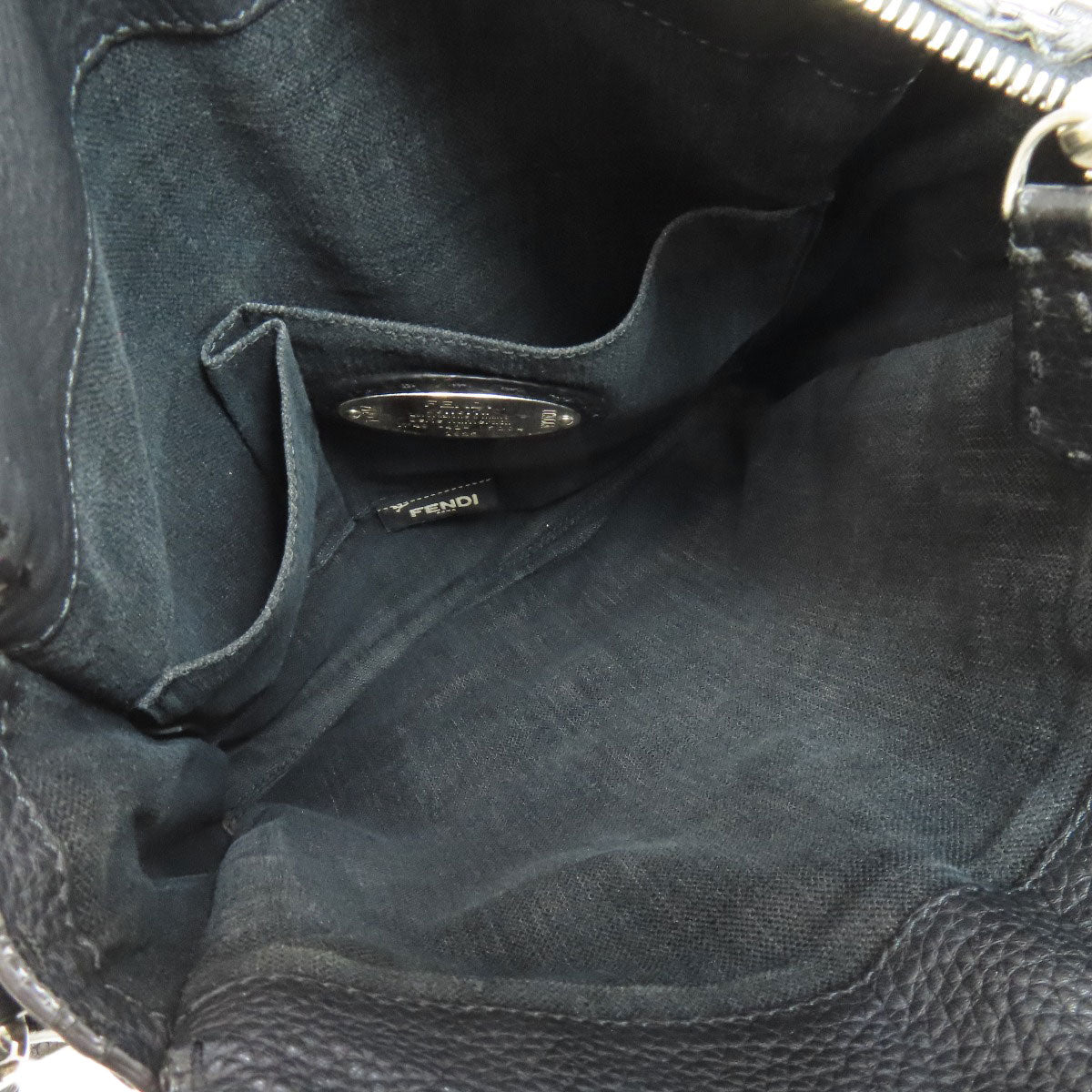 FENDI Shoulder Bag Calfskin black Long Shoulder Selleria
