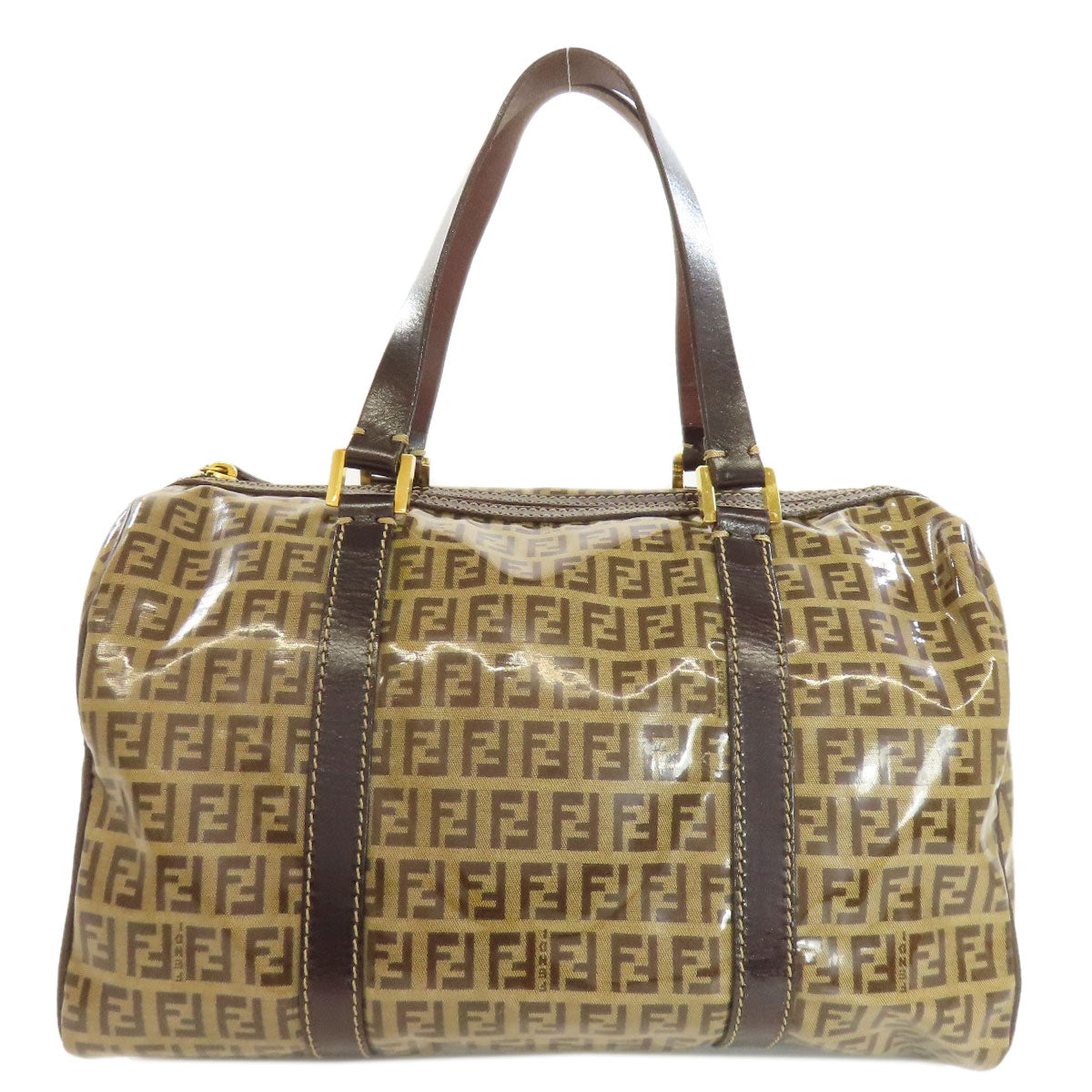 FENDI Tote Bag PVC Brown Zucca Pattern