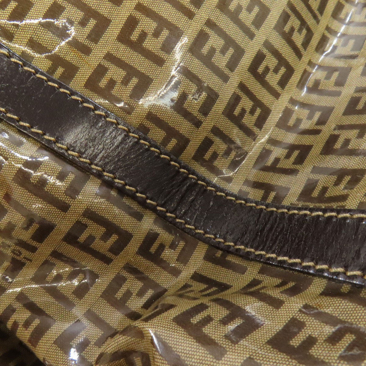 FENDI Tote Bag PVC Brown Zucca Pattern