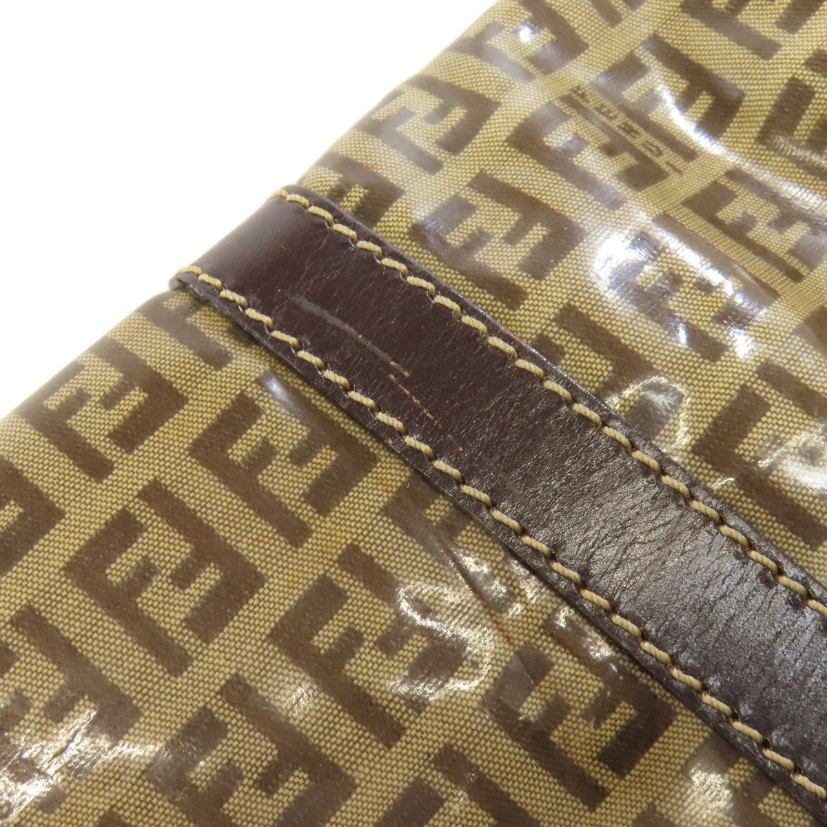 FENDI Tote Bag PVC Brown Zucca Pattern