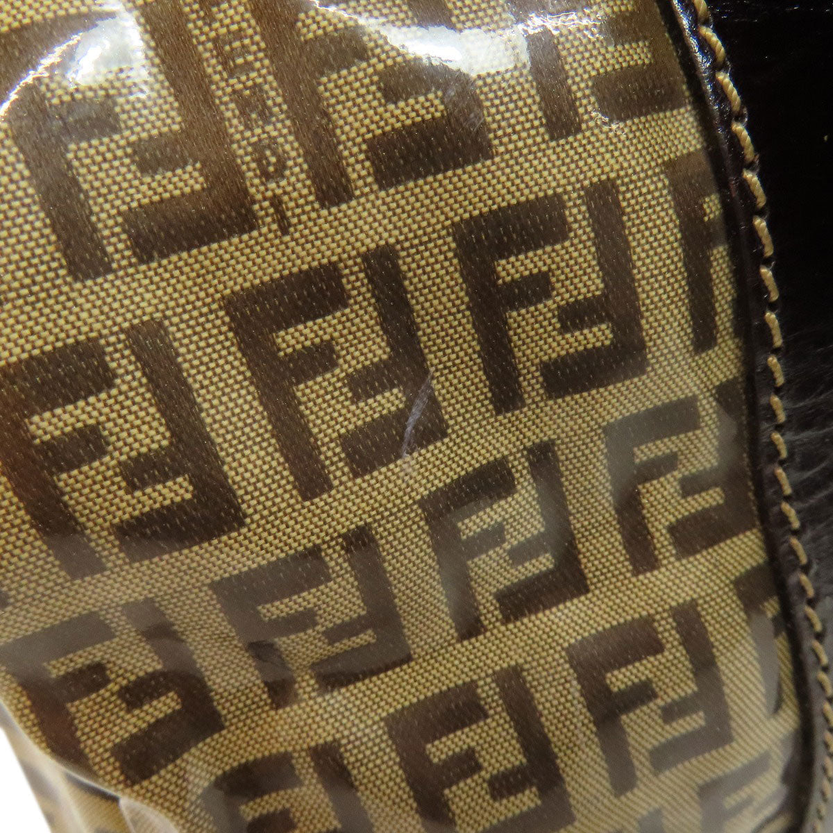 FENDI Tote Bag PVC Brown Zucca Pattern