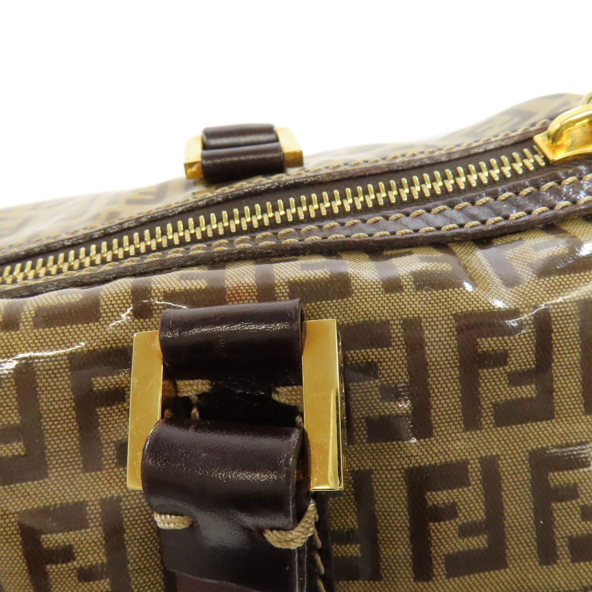 FENDI Tote Bag PVC Brown Zucca Pattern