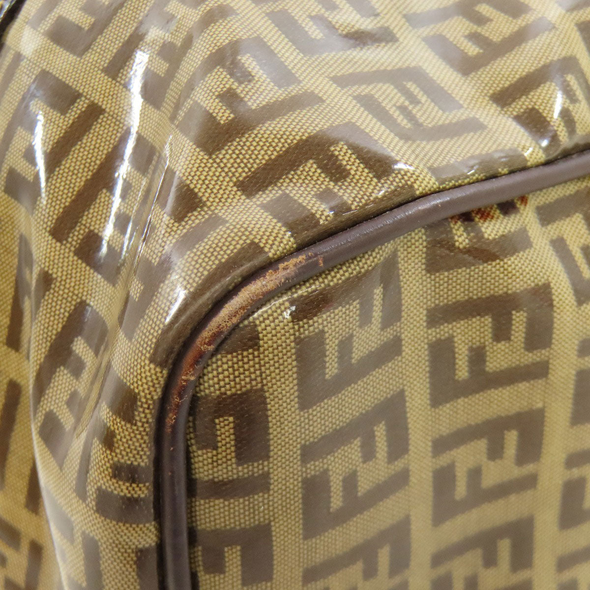 FENDI Tote Bag PVC Brown Zucca Pattern