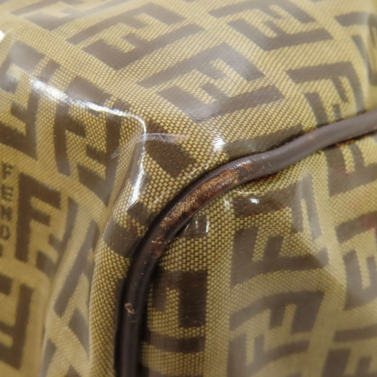 FENDI Tote Bag PVC Brown Zucca Pattern
