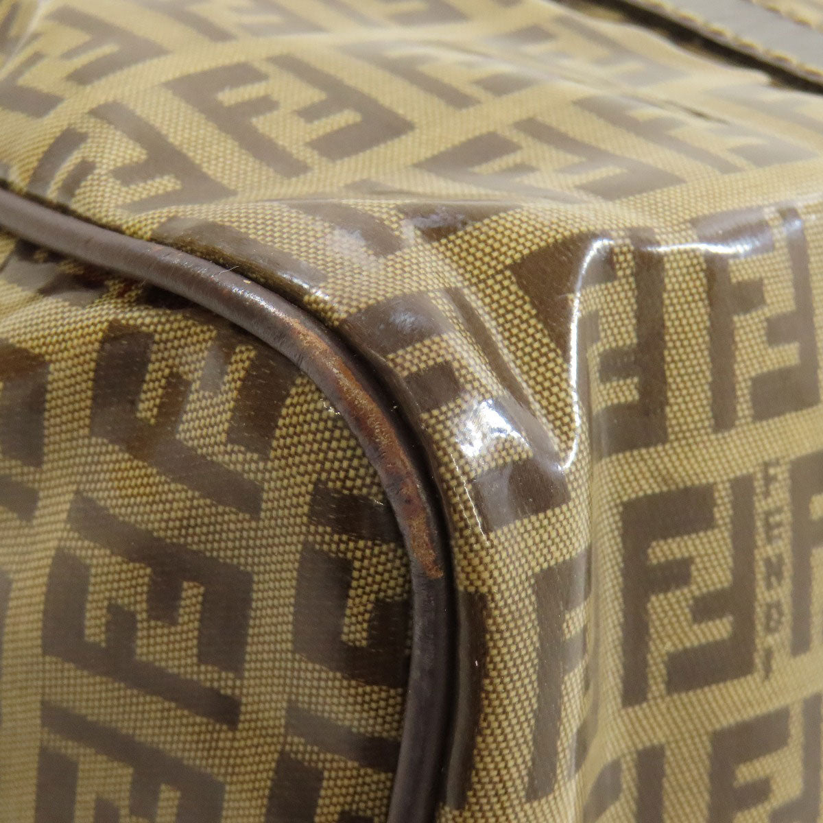FENDI Tote Bag PVC Brown Zucca Pattern