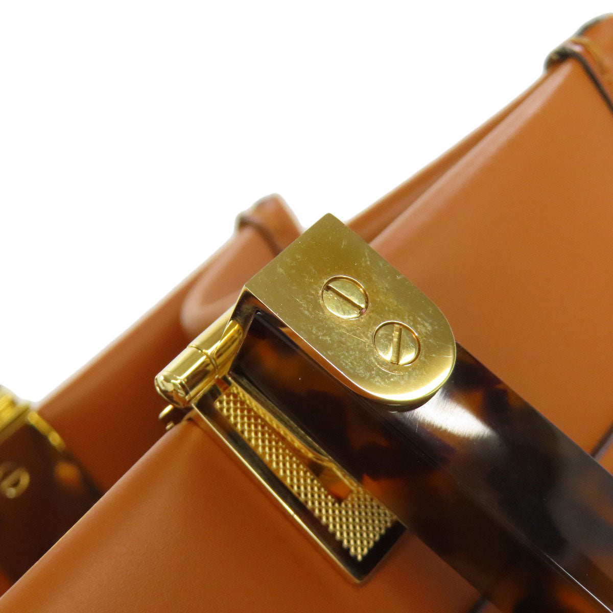 FENDI Handbag Calfskin Brown Sunshine Small