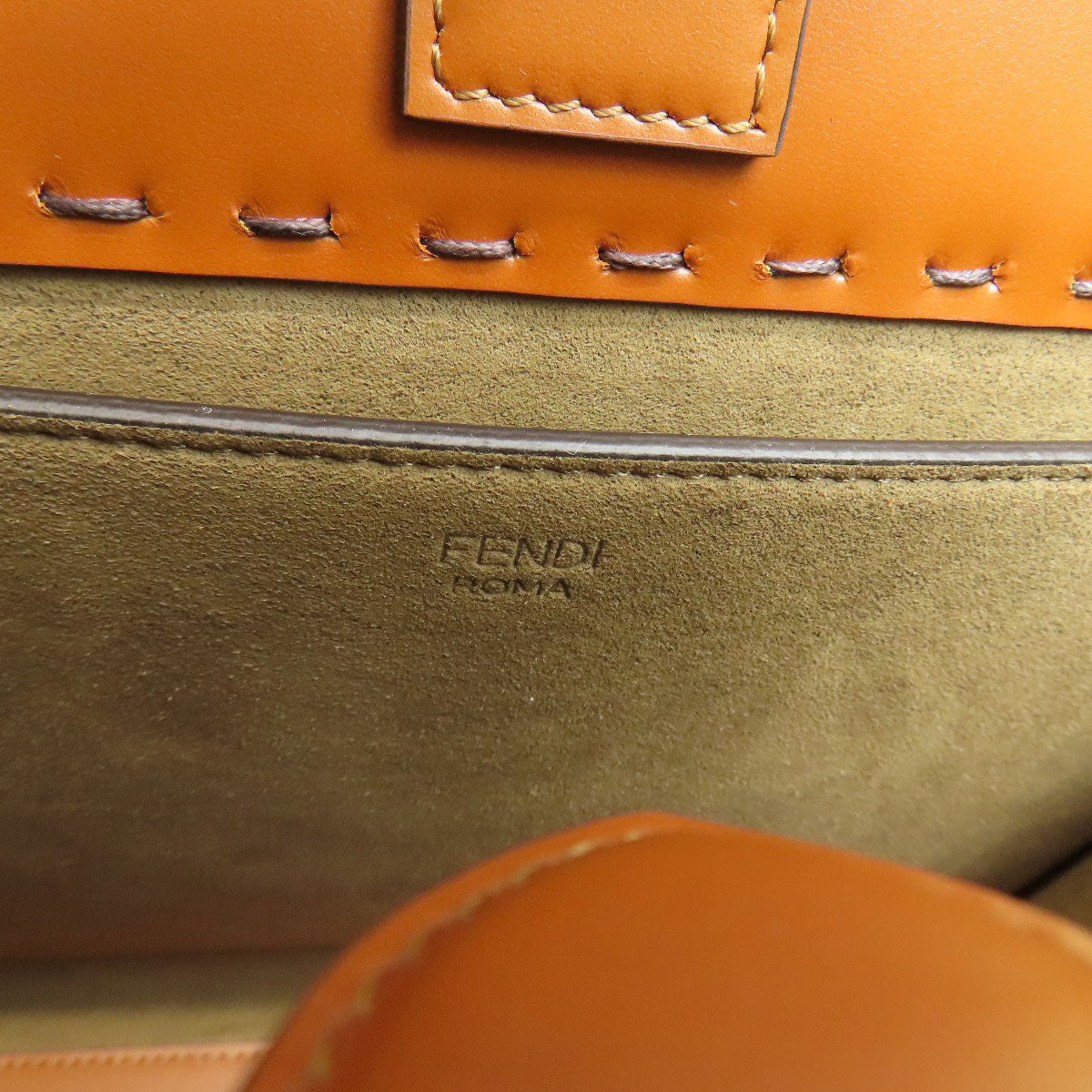 FENDI Handbag Calfskin Brown Sunshine Small