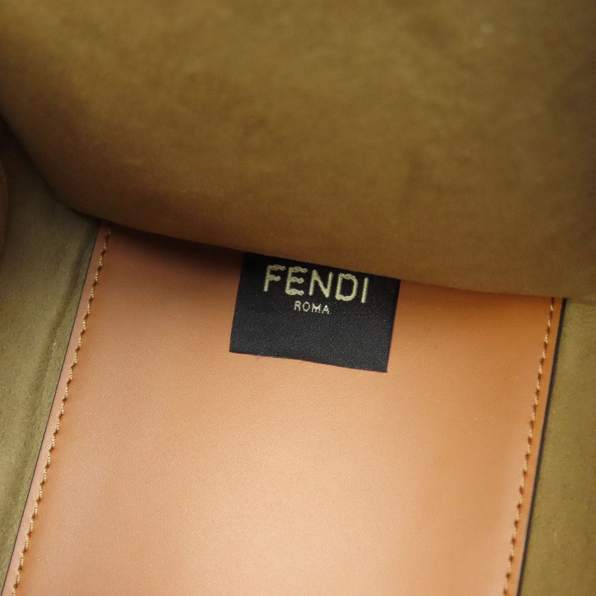 FENDI Handbag Calfskin Brown Sunshine Small
