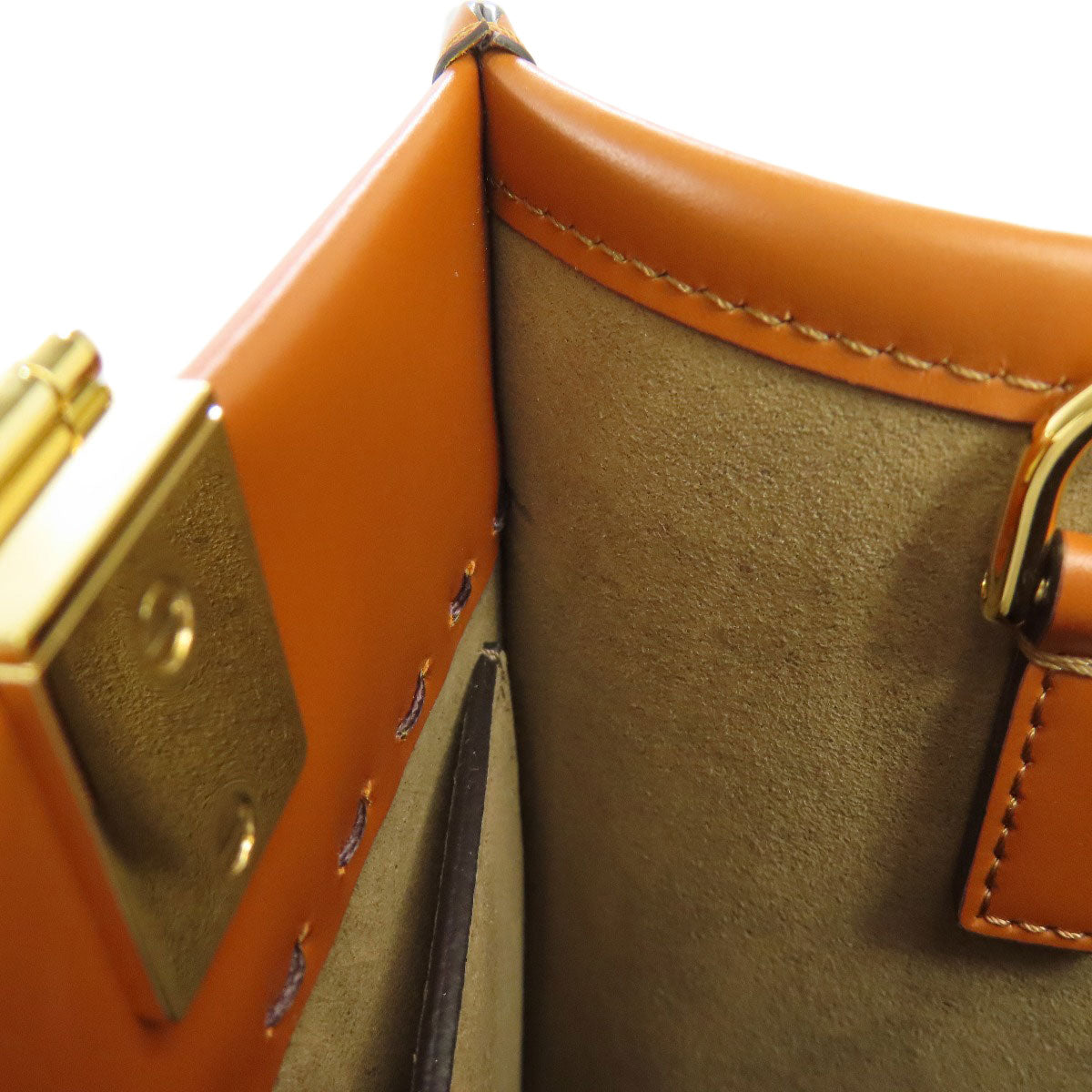 FENDI Handbag Calfskin Brown Sunshine Small