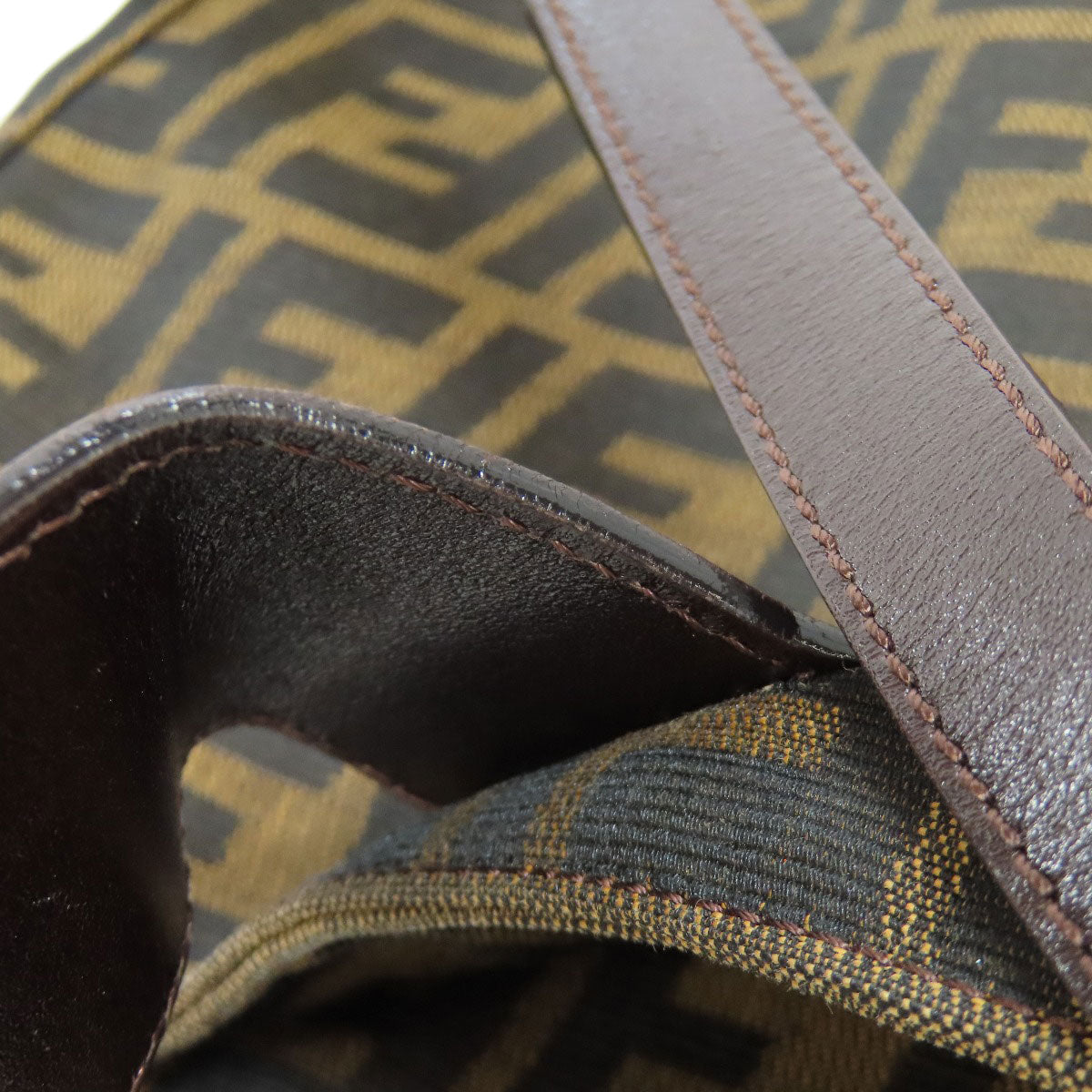 FENDI Shoulder Bag canvas Brown Zucca Pattern
