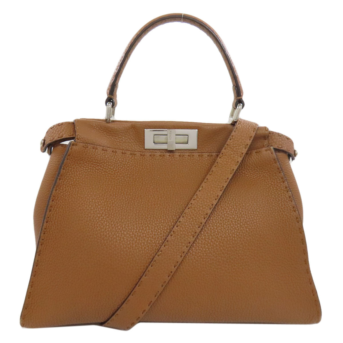FENDI Handbag leather Brown Peekaboo Celeria 2WAY