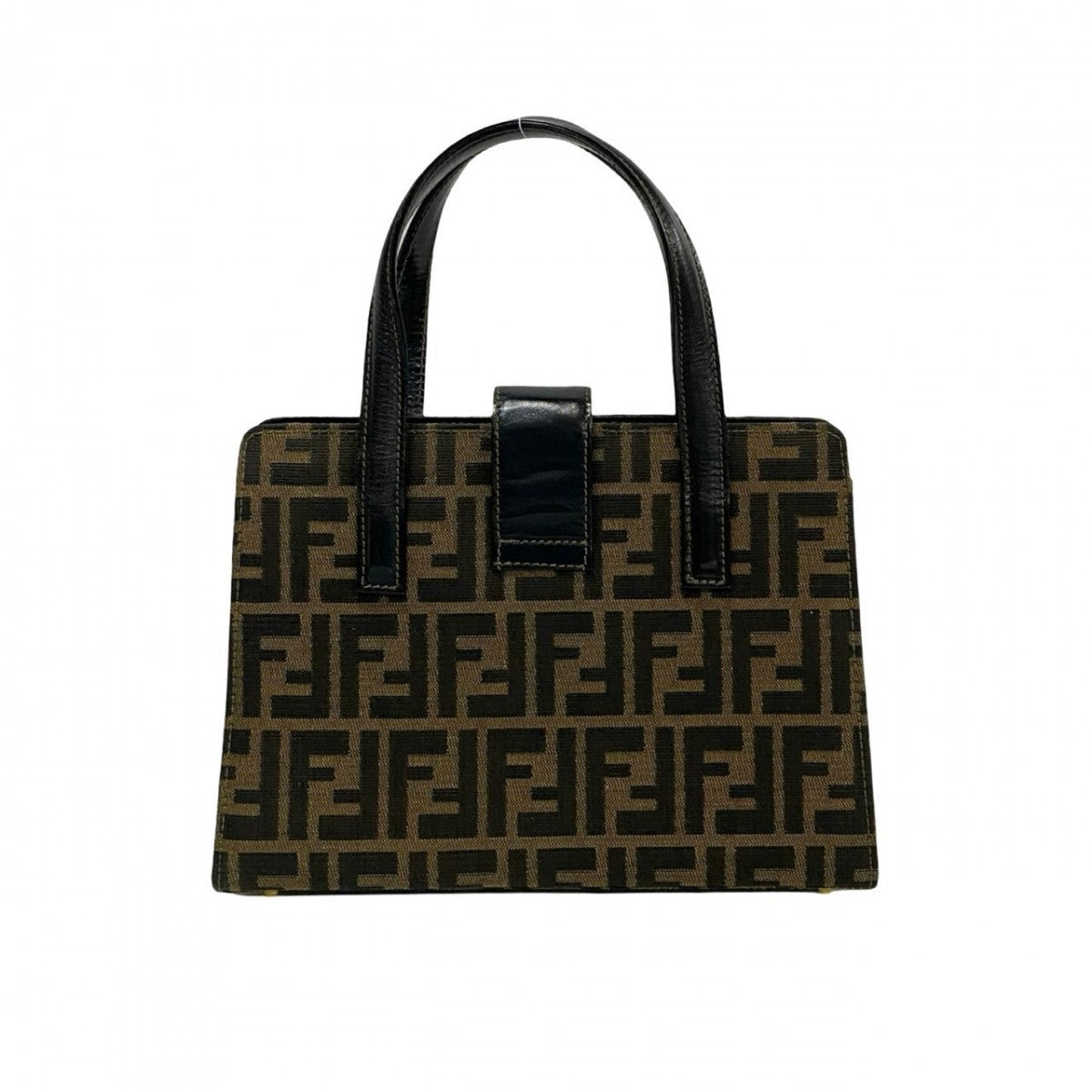 FENDI Handbag Leather, Canvas black Zucca FF Pattern Women Used
