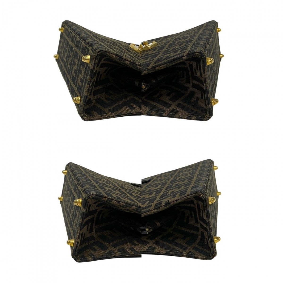 FENDI Handbag Leather, Canvas black Zucca FF Pattern Women Used
