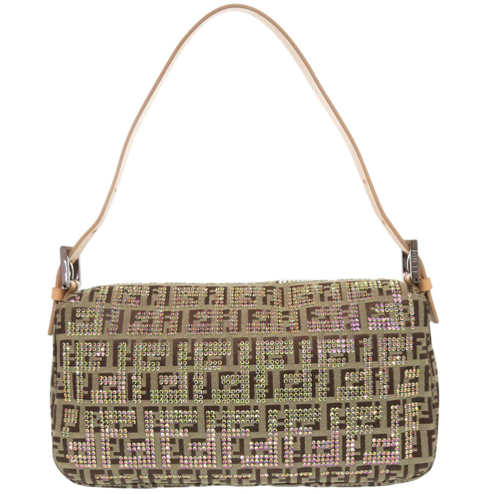 FENDI Shoulder Bag 8BR000 Canvas, Stone beige One Shoulder Bag Mamma Bucket Zucca Pattern FFMetal Women Used