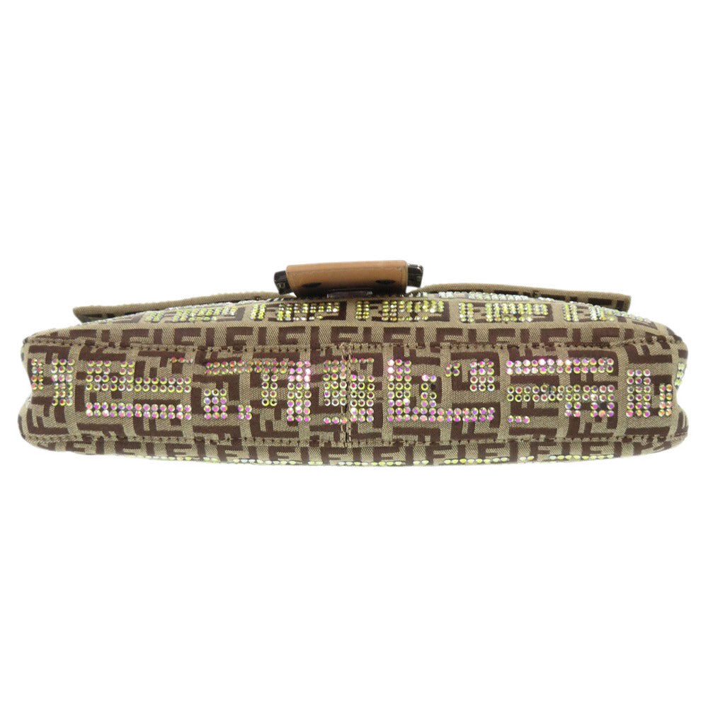 FENDI Shoulder Bag 8BR000 Canvas, Stone beige One Shoulder Bag Mamma Bucket Zucca Pattern FFMetal Women Used
