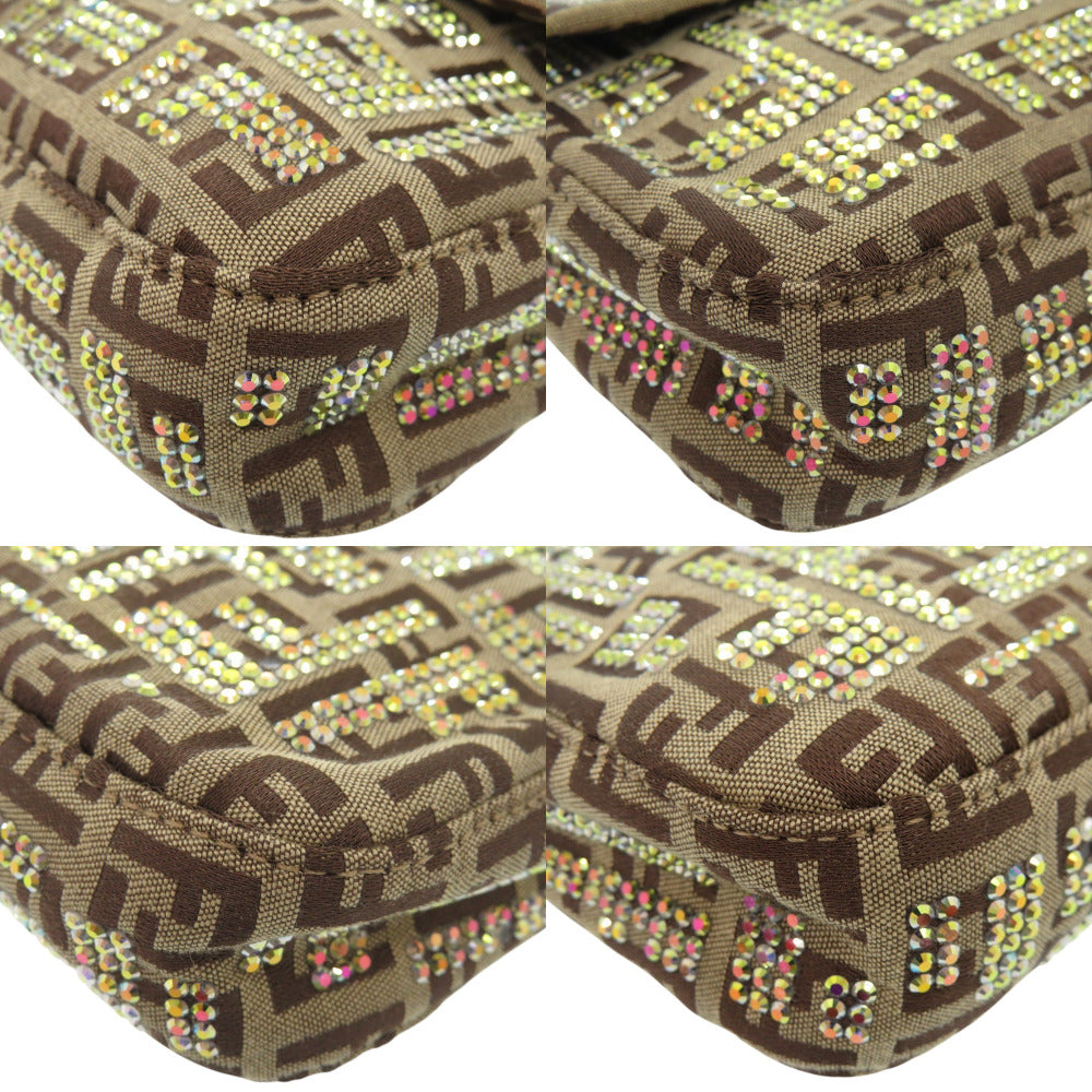 FENDI Shoulder Bag 8BR000 Canvas, Stone beige One Shoulder Bag Mamma Bucket Zucca Pattern FFMetal Women Used
