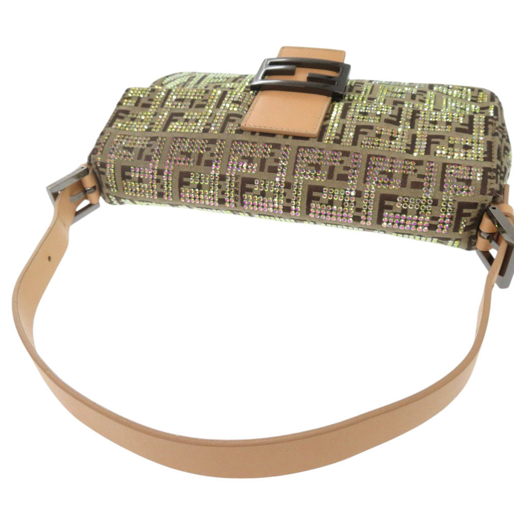 FENDI Shoulder Bag 8BR000 Canvas, Stone beige One Shoulder Bag Mamma Bucket Zucca Pattern FFMetal Women Used