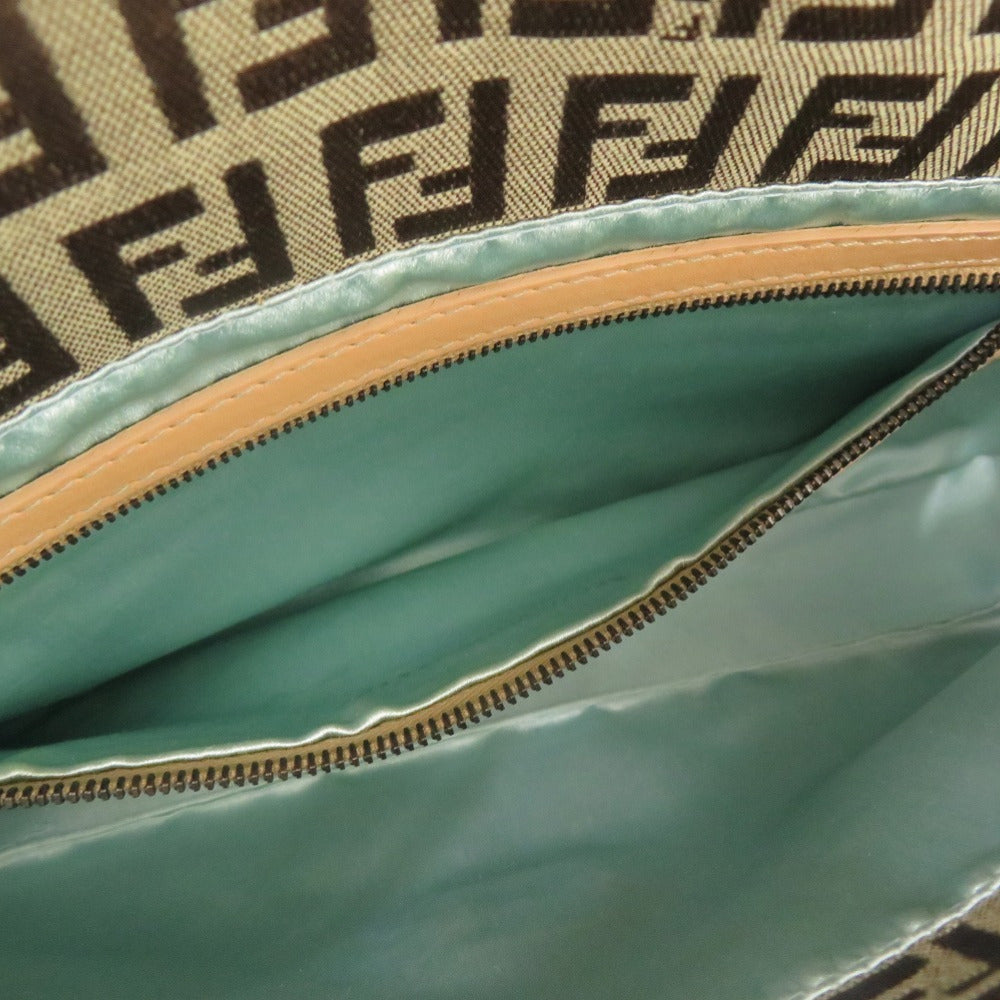 FENDI Shoulder Bag 8BR000 Canvas, Stone beige One Shoulder Bag Mamma Bucket Zucca Pattern FFMetal Women Used