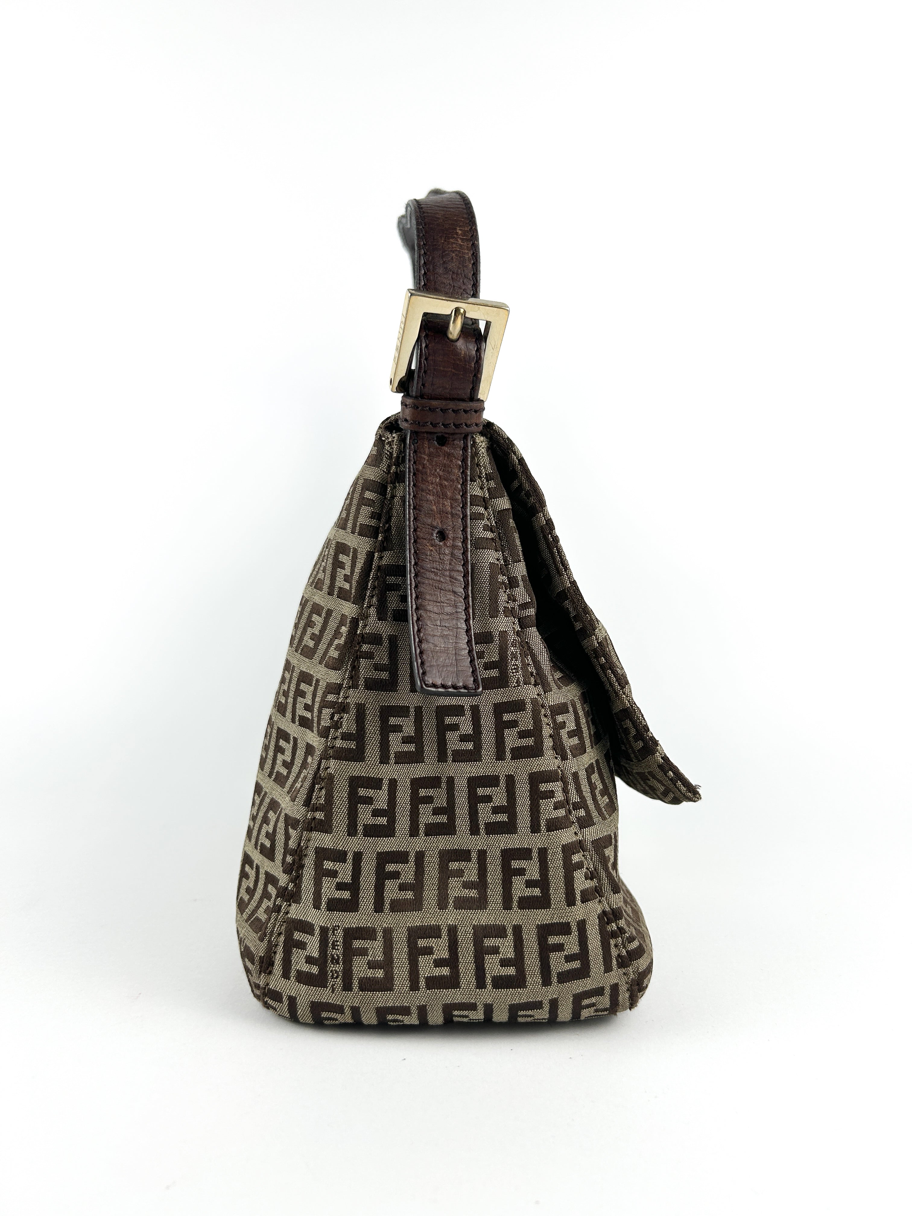 Vintage Fendi Zucca Mamma Baguette Shoulder Bag