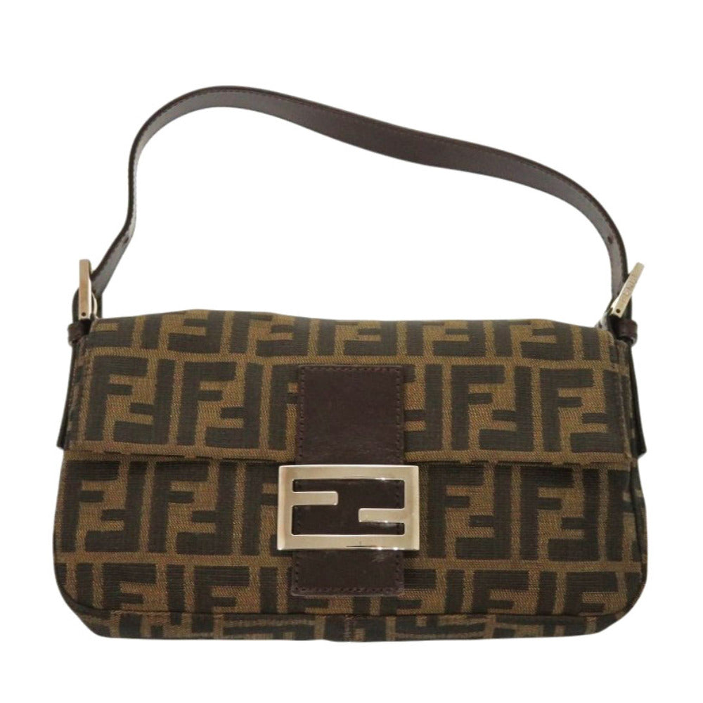FENDI Shoulder Bag Canvas, Leather Brown One Shoulder Bag Mamma Bucket Zucca Pattern Women Used