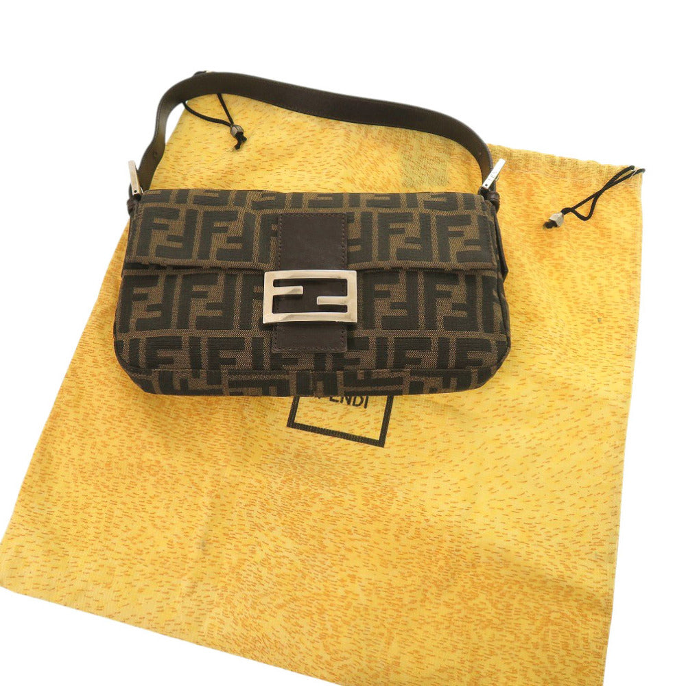 FENDI Shoulder Bag Canvas, Leather Brown One Shoulder Bag Mamma Bucket Zucca Pattern Women Used